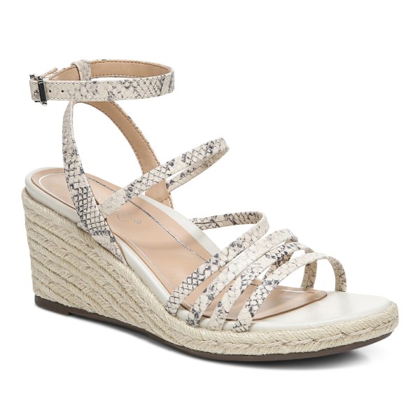 Vionic Sandals Ireland - Ayda Espadrille Wedge Sandal Cream - Womens Shoes On Sale | WXFYD-9320